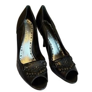 BCBGirls Peep Toe Heels Embellished Black Size 7B